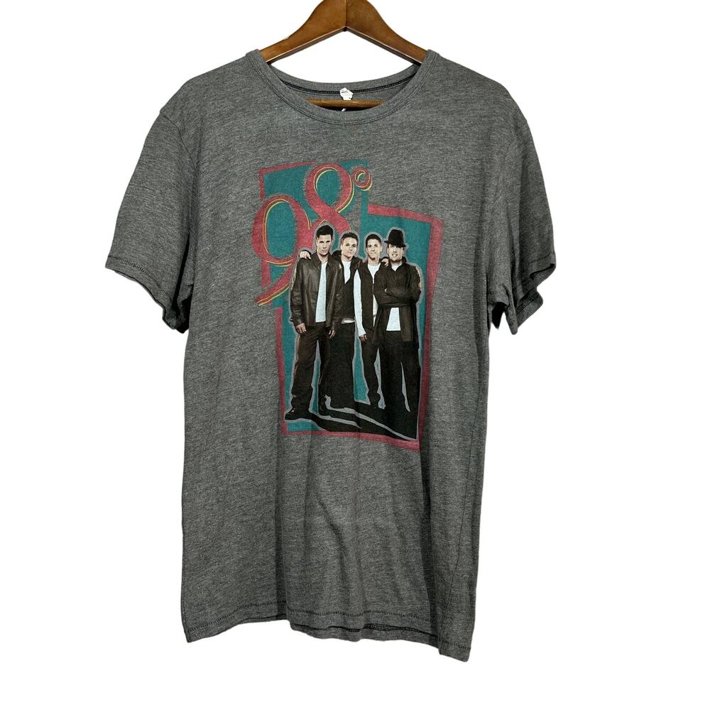 Vintage 90s 98 Degrees Graphic Tee Single Stitch Grey Boy Band 90s Rock - M
